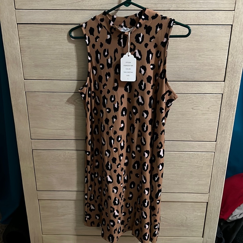 Large cheetah high neck dress